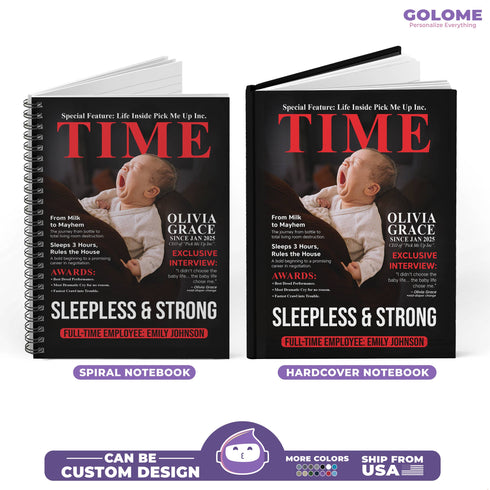 Personalized TIME Magazine Baby Notebook – Custom Photo, Name & Quote | Funny Mom Gift